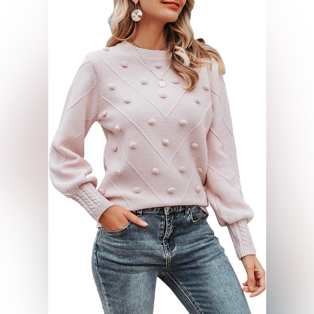 Women's Pink Sweater with Textured Design